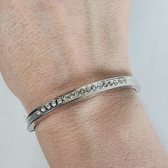 Silver Tone Clear Crystal Bracelet - Picture 1 of 5